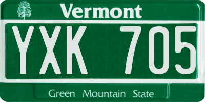VT license plate YXK705