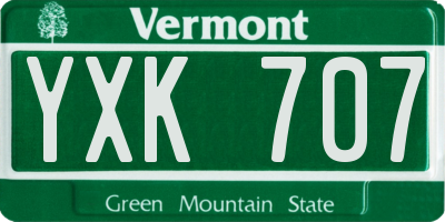 VT license plate YXK707