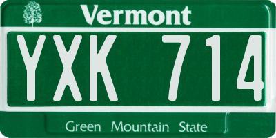 VT license plate YXK714