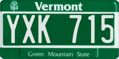 VT license plate YXK715