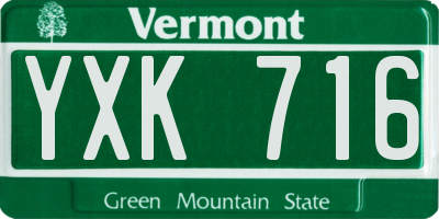 VT license plate YXK716