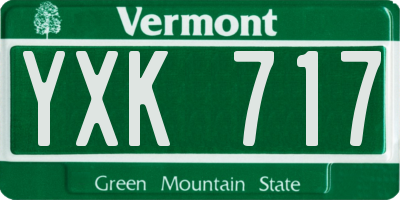 VT license plate YXK717