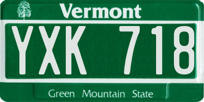 VT license plate YXK718