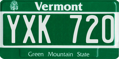 VT license plate YXK720