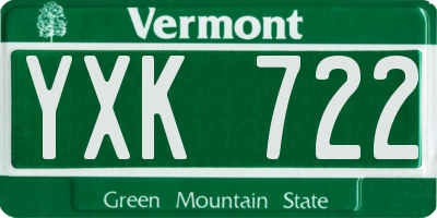 VT license plate YXK722