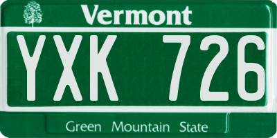 VT license plate YXK726