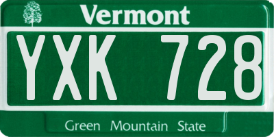 VT license plate YXK728