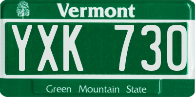 VT license plate YXK730