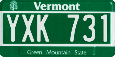 VT license plate YXK731