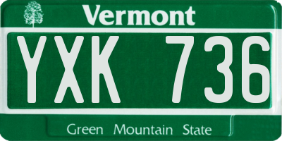 VT license plate YXK736