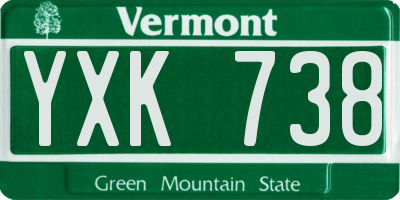 VT license plate YXK738