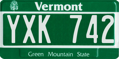 VT license plate YXK742