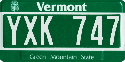 VT license plate YXK747