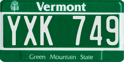 VT license plate YXK749