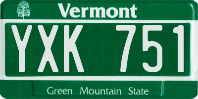 VT license plate YXK751