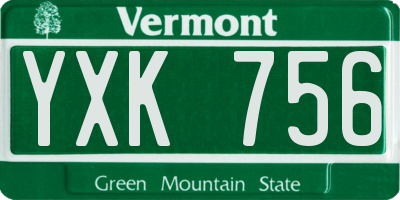 VT license plate YXK756