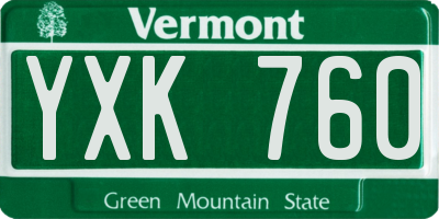 VT license plate YXK760