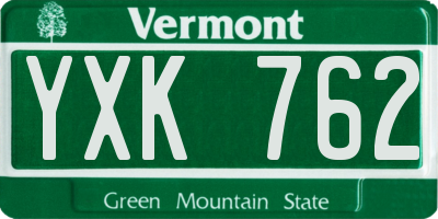VT license plate YXK762