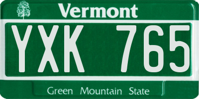 VT license plate YXK765