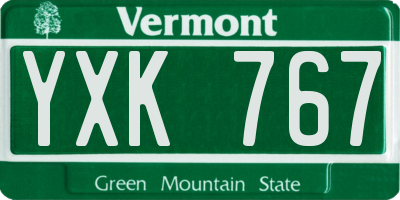 VT license plate YXK767