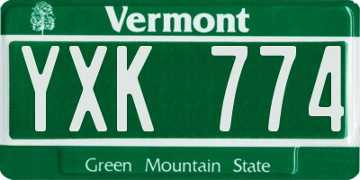 VT license plate YXK774