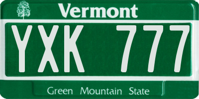 VT license plate YXK777