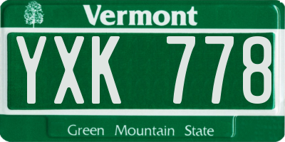 VT license plate YXK778