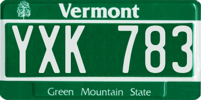 VT license plate YXK783