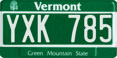 VT license plate YXK785