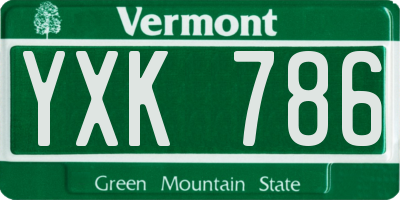 VT license plate YXK786