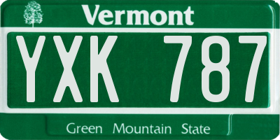 VT license plate YXK787