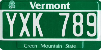 VT license plate YXK789