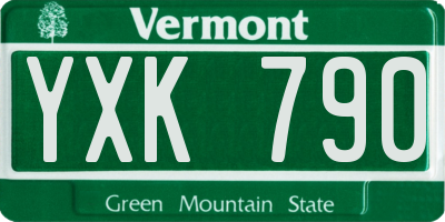 VT license plate YXK790