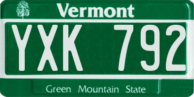 VT license plate YXK792