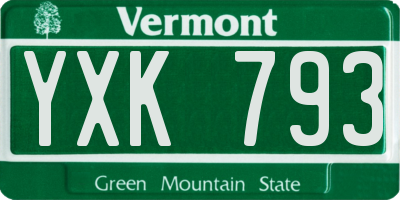 VT license plate YXK793