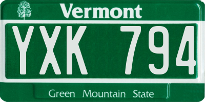 VT license plate YXK794