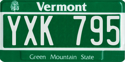 VT license plate YXK795