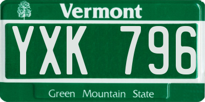 VT license plate YXK796
