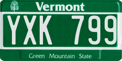 VT license plate YXK799