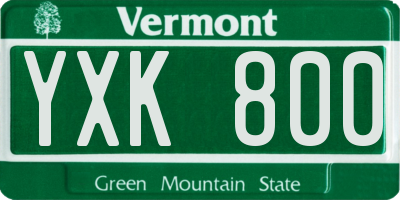 VT license plate YXK800