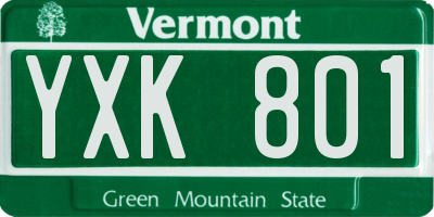 VT license plate YXK801