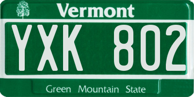 VT license plate YXK802