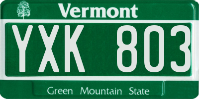 VT license plate YXK803