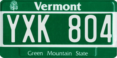 VT license plate YXK804