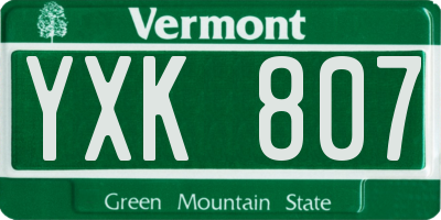 VT license plate YXK807