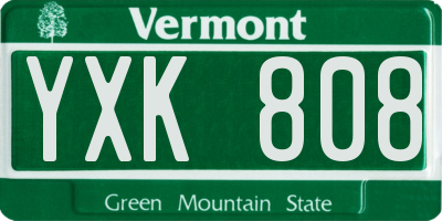 VT license plate YXK808