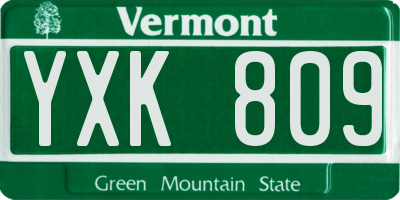 VT license plate YXK809