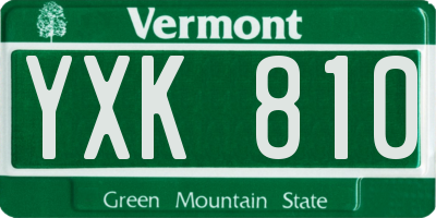 VT license plate YXK810
