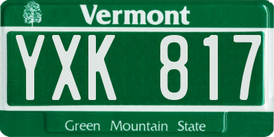 VT license plate YXK817