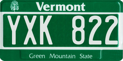 VT license plate YXK822